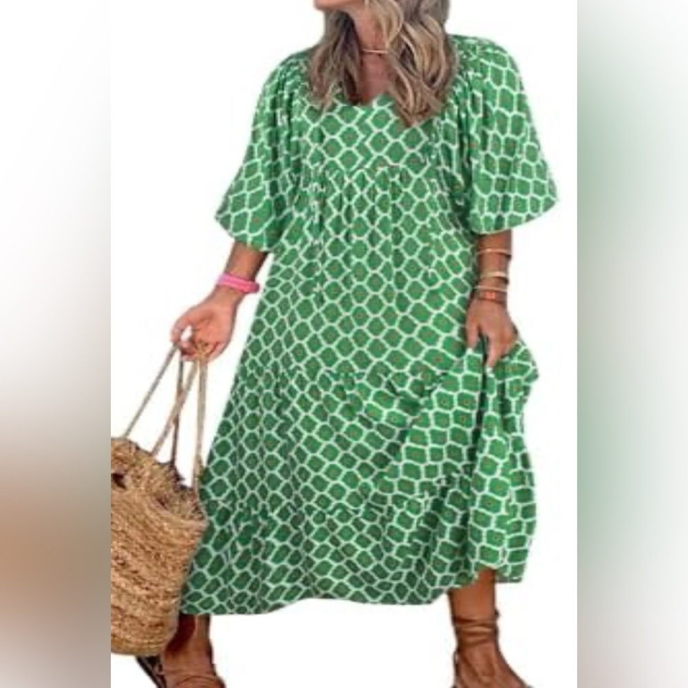Miduo women’s Green Geometric Patterned Dress size small